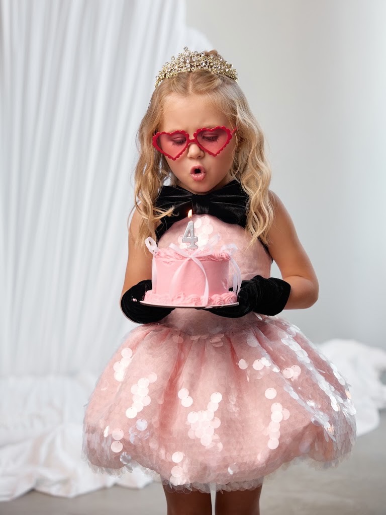 Toddler Girl Tulle Party Dress - Vestido de Aniversário para Menina em