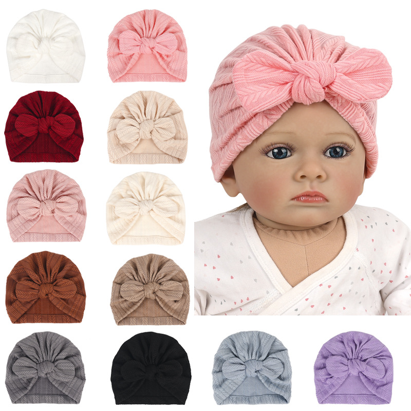 Infant Beanie Hat With Ears - Novo trigo impressão bebê menina gorro