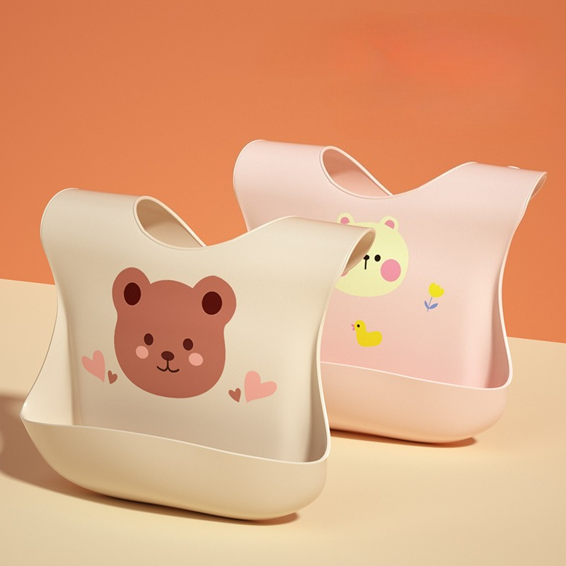 Waterproof Baby Bibs Silicone - Babadores Impermeáveis de Silicone Macio para