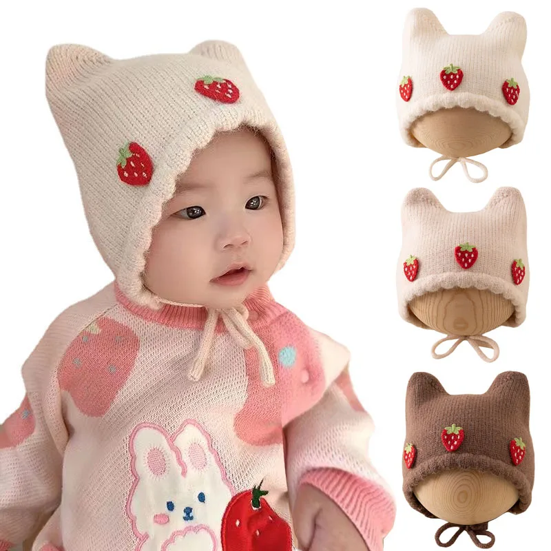 Infant Beanie Hat With Ears - Novo outono inverno bebê menina chapéu