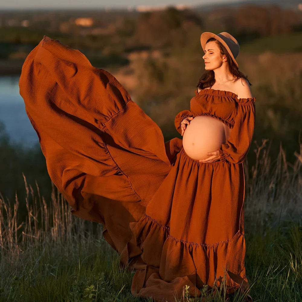 Maternity Wear - Sexy fora do ombro retro vestido