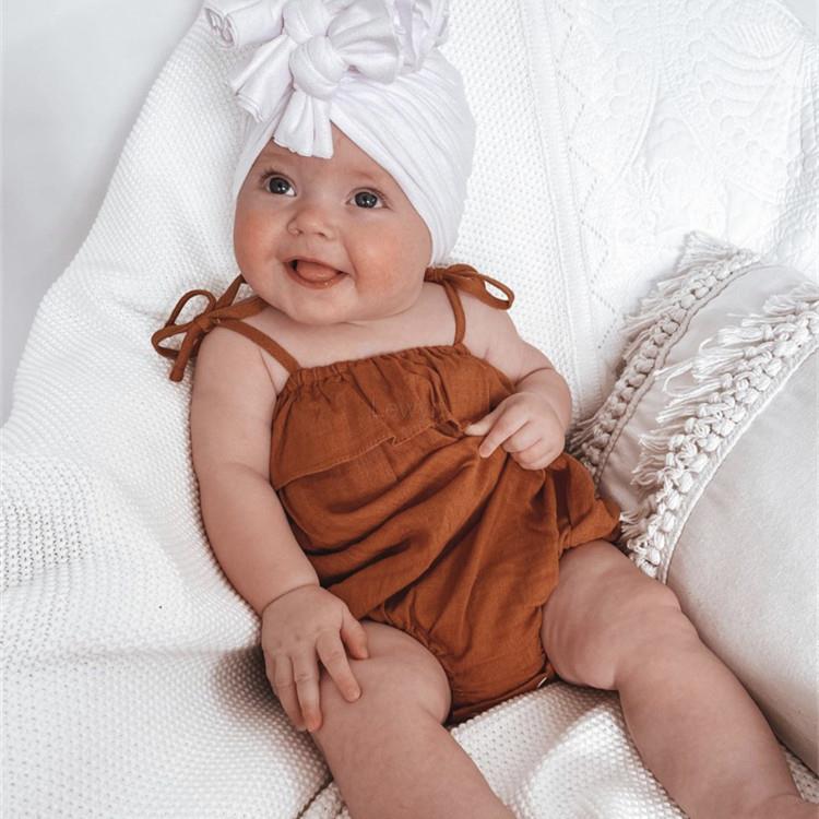 Bowknot de algodão e linho par - Baby Summer Linen Sleeveless Jumpsuit avaliação e preço
