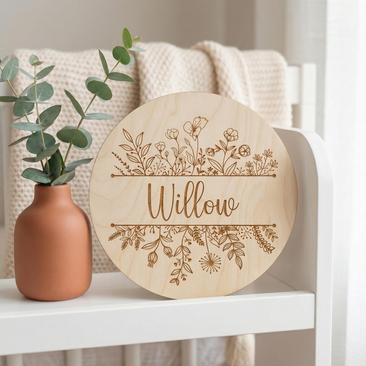 Placa de Nome de Bebê Redonda  - Nursery avaliação e preço